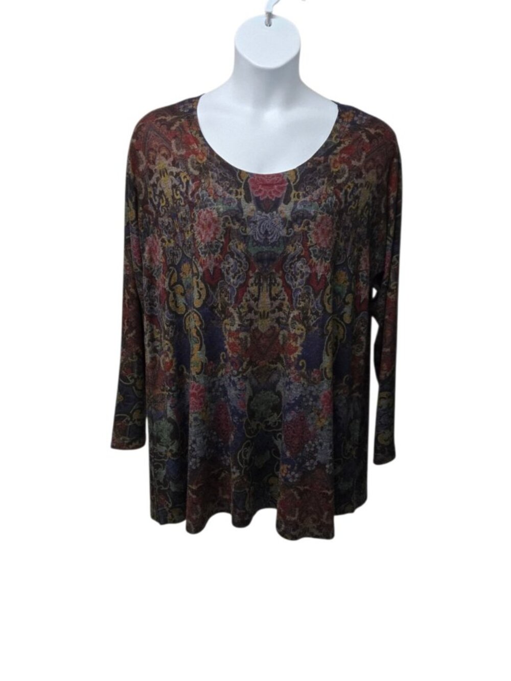 Soft Surroundings Poppy Field  Tunic Top Size 1X Paisley Print Casual Moody Fall